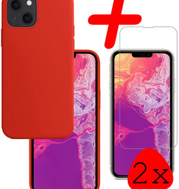 BASEY. BASEY. iPhone 14 Plus Hoesje Siliconen Met 2x Screenprotector Met Dichte Notch - Rood