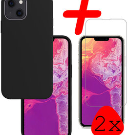 BASEY. BASEY. iPhone 14 Plus Hoesje Siliconen Met 2x Screenprotector Met Dichte Notch - Zwart