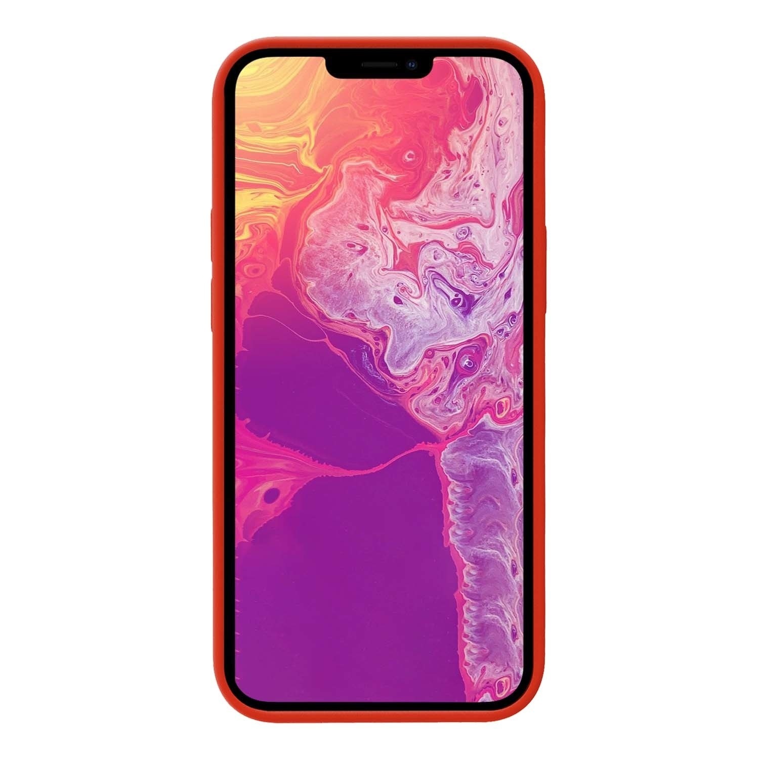 BASEY. Hoes Geschikt voor iPhone 14 Pro Hoesje Siliconen Back Cover Case Met 2x Screenprotector - Hoesje Geschikt voor iPhone 14 Pro Hoes Cover Hoesje - Rood