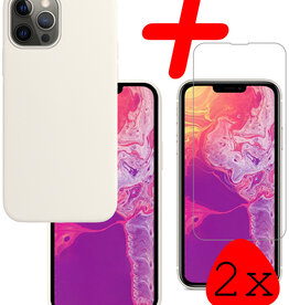 BASEY. BASEY. iPhone 14 Pro Hoesje Siliconen Met 2x Screenprotector Met Dichte Notch - Wit