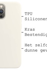 BASEY. Hoes Geschikt voor iPhone 14 Pro Hoesje Siliconen Back Cover Case Met 2x Screenprotector - Hoesje Geschikt voor iPhone 14 Pro Hoes Cover Hoesje - Wit