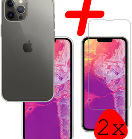 BASEY. BASEY. iPhone 14 Pro Max Hoesje Siliconen Met 2x Screenprotector Met Dichte Notch - Transparant