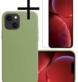 NoXx NoXx iPhone 14 Hoesje Siliconen Met Screenprotector Met Dichte Notch - Groen