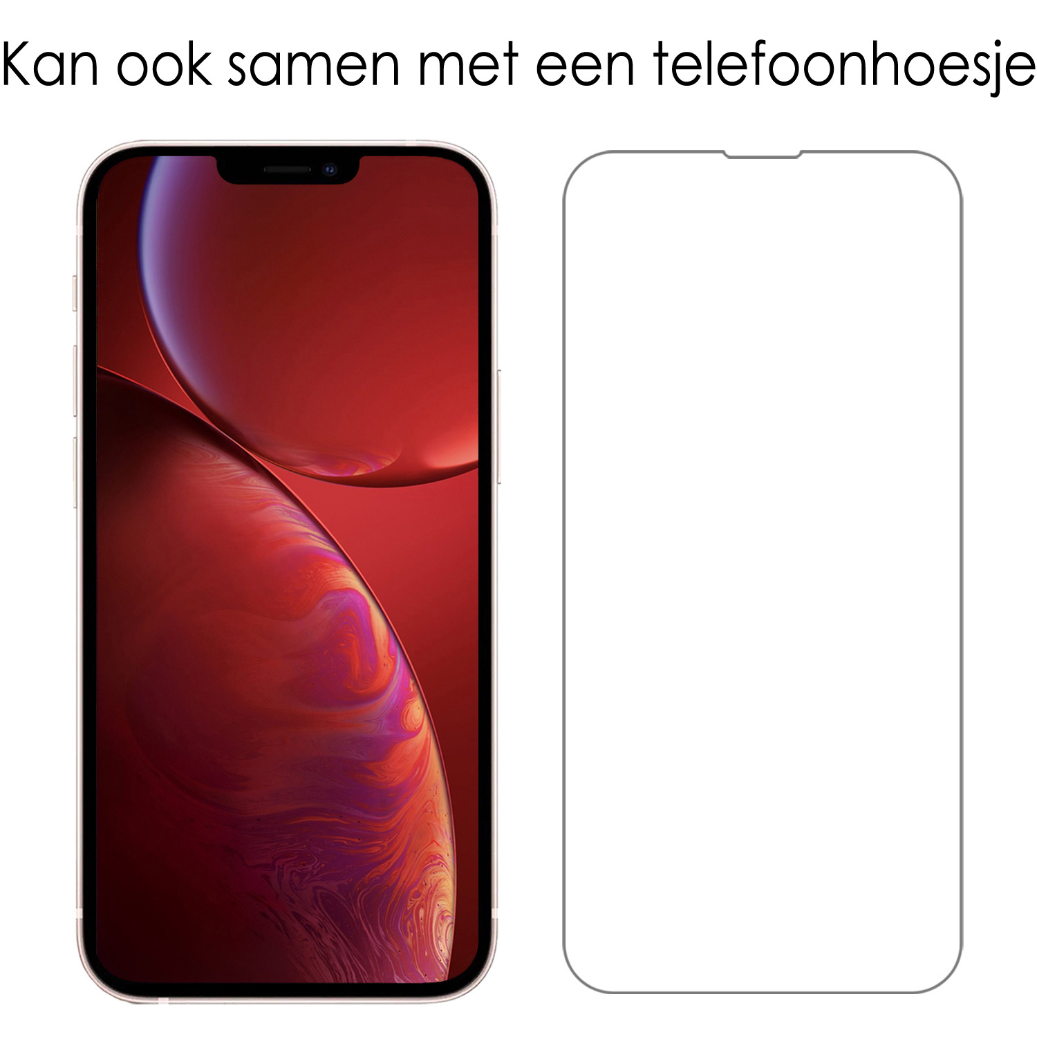 Hoes voor iPhone 14 Pro Hoes Back Cover Siliconen Hoes Back Cover En Screenprotector Glas Dichte Notch - Grijs