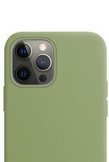 Hoes Geschikt voor iPhone 14 Pro Hoesje Cover Siliconen Back Case Hoes Met Screenprotector - Groen