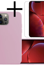 NoXx Hoes Geschikt voor iPhone 14 Pro Hoesje Cover Siliconen Back Case Hoes Met Screenprotector - Lila