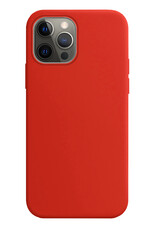 Hoes Geschikt voor iPhone 14 Pro Hoesje Cover Siliconen Back Case Hoes Met Screenprotector - Rood