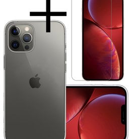 NoXx iPhone 14 Pro Hoesje Siliconen Met Screenprotector Met Dichte Notch - Transparant