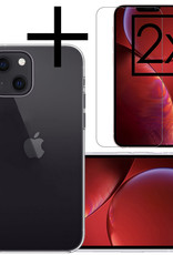 NoXx Hoes Geschikt voor iPhone 14 Hoesje Cover Siliconen Back Case Hoes Met 2x Screenprotector - Transparant