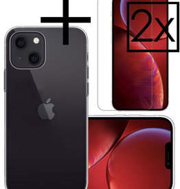 NoXx NoXx iPhone 14 Hoesje Siliconen Met 2x Screenprotector Met Dichte Notch - Transparant