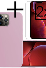 NoXx Hoes Geschikt voor iPhone 14 Pro Max Hoesje Cover Siliconen Back Case Hoes Met 2x Screenprotector - Lila