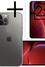 NoXx Hoes Geschikt voor iPhone 14 Pro Max Hoesje Cover Siliconen Back Case Hoes Met 2x Screenprotector - Transparant