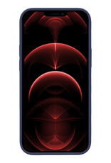 Nomfy Hoesje Geschikt voor iPhone 14 Hoesje Siliconen Cover Case Met Screenprotector - Hoes Geschikt voor iPhone 14 Hoes Back Case - Donkerblauw