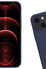 Nomfy Hoesje Geschikt voor iPhone 14 Hoesje Siliconen Cover Case Met Screenprotector - Hoes Geschikt voor iPhone 14 Hoes Back Case - Donkerblauw