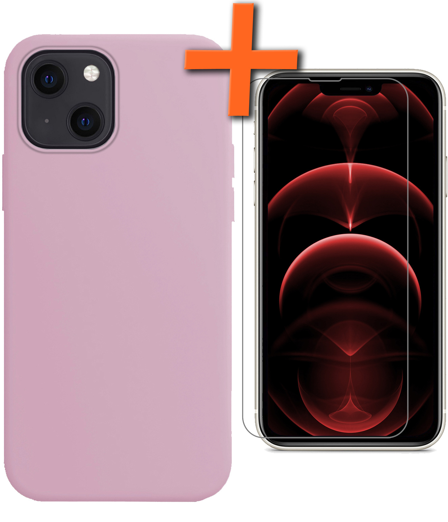 Nomfy Hoesje Geschikt voor iPhone 14 Hoesje Siliconen Cover Case Met Screenprotector - Hoes Geschikt voor iPhone 14 Hoes Back Case - Lila