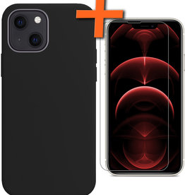 Nomfy Nomfy iPhone 14 Hoesje Siliconen Met Screenprotector Met Dichte Notch - Zwart