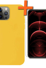 Nomfy Hoesje Geschikt voor iPhone 14 Pro Hoesje Siliconen Cover Case Met Screenprotector - Hoes Geschikt voor iPhone 14 Pro Hoes Back Case - Geel