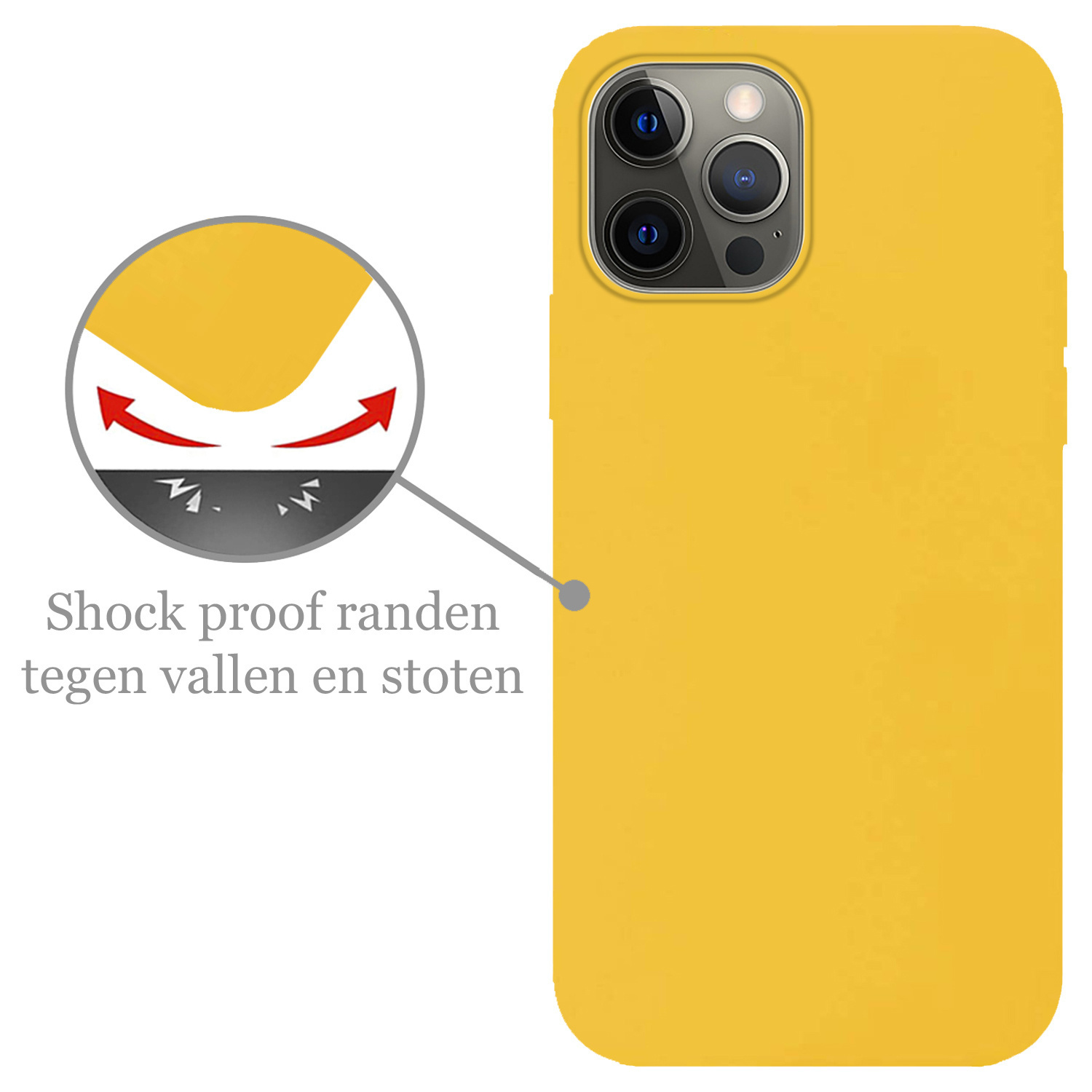Nomfy Hoesje Geschikt voor iPhone 14 Pro Hoesje Siliconen Cover Case Met Screenprotector - Hoes Geschikt voor iPhone 14 Pro Hoes Back Case - Geel