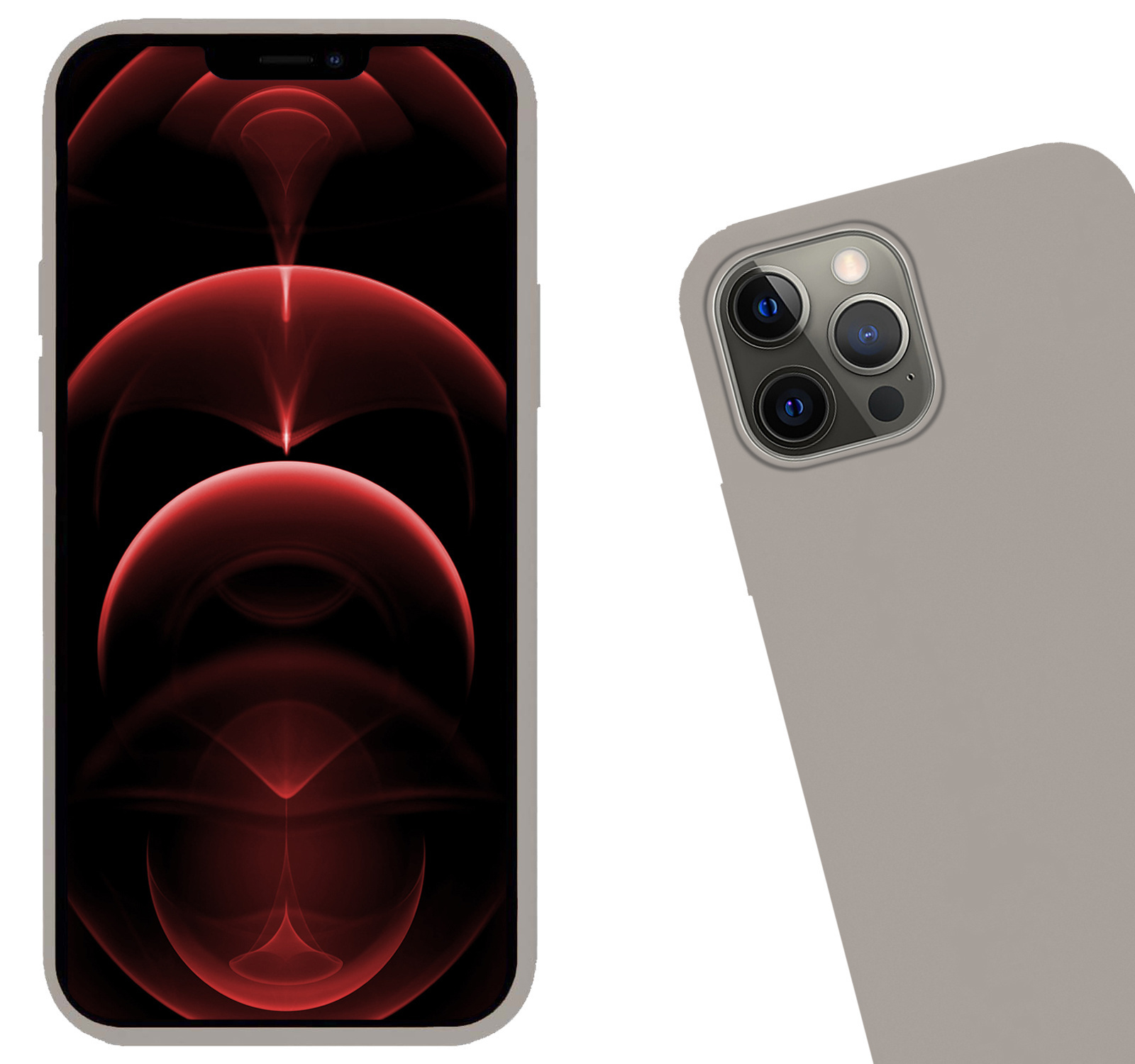 Hoes voor iPhone 14 Pro Hoesje Siliconen Case En Screenprotector Glas Met Dichte Notch - Hoes voor iPhone 14 Pro Hoes Siliconen Cover Met Beschermglas - Grijs