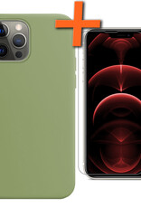Nomfy Hoesje Geschikt voor iPhone 14 Pro Hoesje Siliconen Cover Case Met Screenprotector - Hoes Geschikt voor iPhone 14 Pro Hoes Back Case - Groen