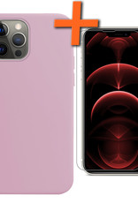 Nomfy Hoesje Geschikt voor iPhone 14 Pro Hoesje Siliconen Cover Case Met Screenprotector - Hoes Geschikt voor iPhone 14 Pro Hoes Back Case - Lila