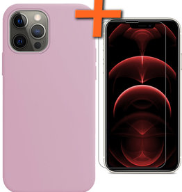 Nomfy iPhone 14 Pro Hoesje Siliconen Met Screenprotector Met Dichte Notch - Lila
