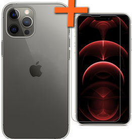 Nomfy iPhone 14 Pro Hoesje Siliconen Met Screenprotector Met Dichte Notch - Transparant