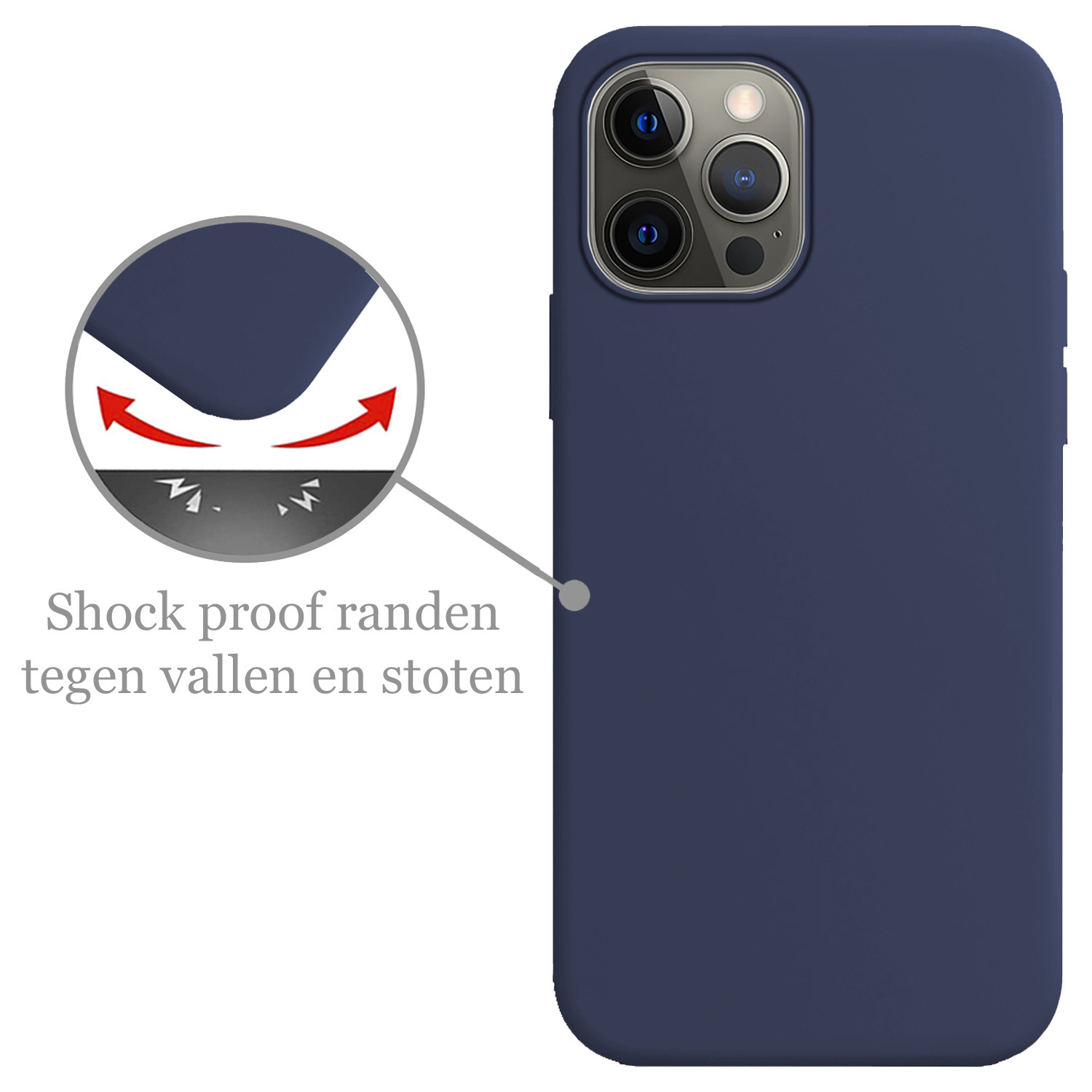 Nomfy Hoesje Geschikt voor iPhone 14 Pro Max Hoesje Siliconen Cover Case Met Screenprotector - Hoes Geschikt voor iPhone 14 Pro Max Hoes Back Case - Donkerblauw