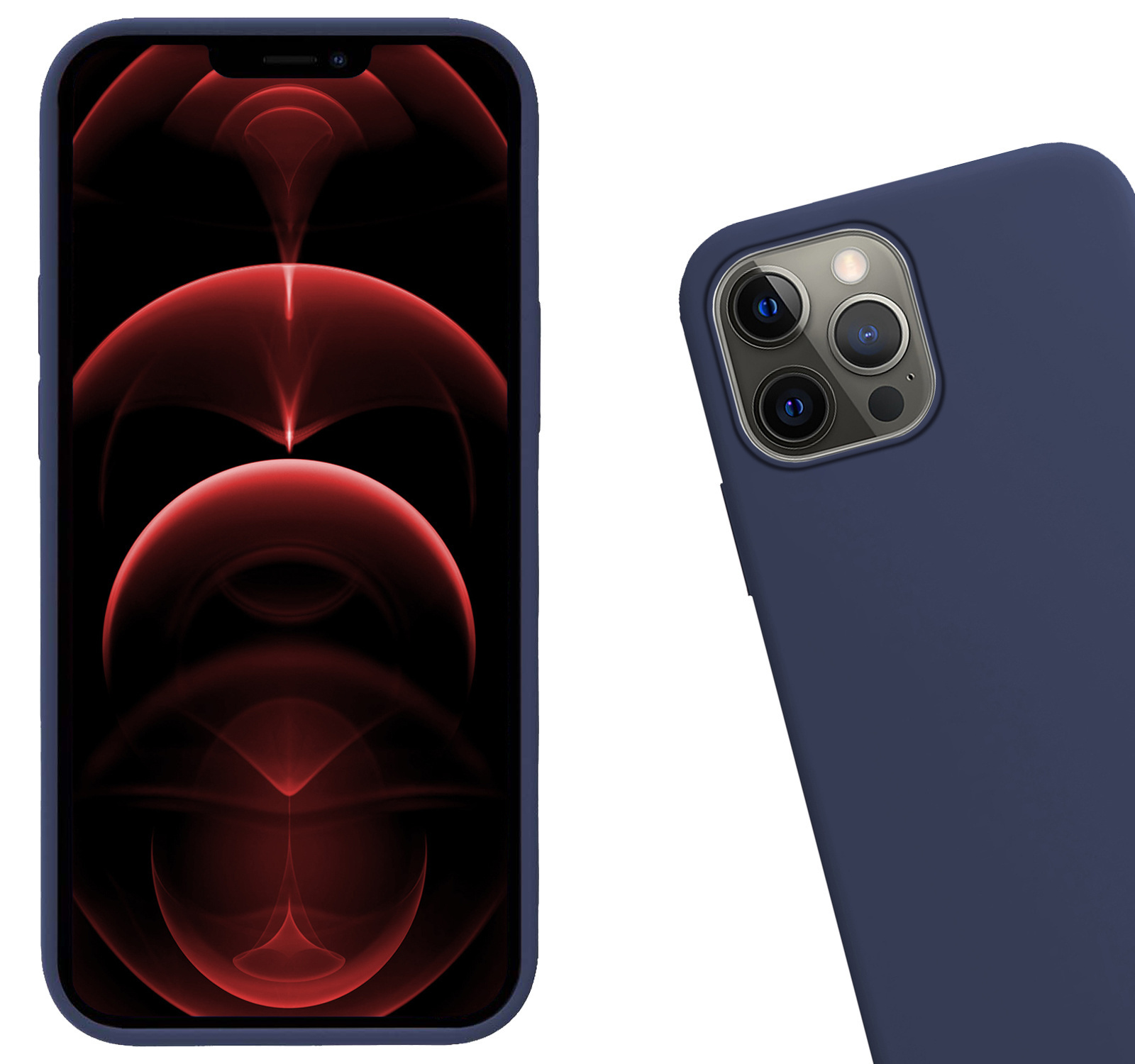Nomfy Hoesje Geschikt voor iPhone 14 Pro Max Hoesje Siliconen Cover Case Met Screenprotector - Hoes Geschikt voor iPhone 14 Pro Max Hoes Back Case - Donkerblauw