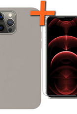 Nomfy Hoesje Geschikt voor iPhone 14 Pro Max Hoesje Siliconen Cover Case Met Screenprotector - Hoes Geschikt voor iPhone 14 Pro Max Hoes Back Case - Grijs