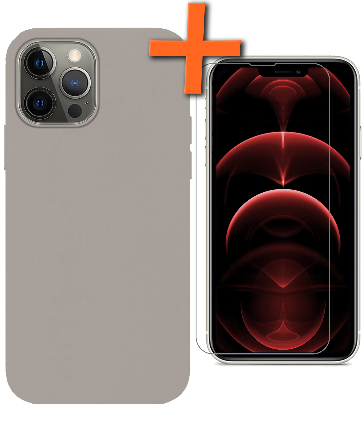 Nomfy Hoesje Geschikt voor iPhone 14 Pro Max Hoesje Siliconen Cover Case Met Screenprotector - Hoes Geschikt voor iPhone 14 Pro Max Hoes Back Case - Grijs