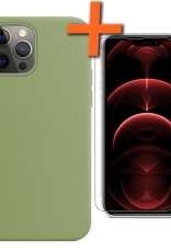 Nomfy Hoesje Geschikt voor iPhone 14 Pro Max Hoesje Siliconen Cover Case Met Screenprotector - Hoes Geschikt voor iPhone 14 Pro Max Hoes Back Case - Groen
