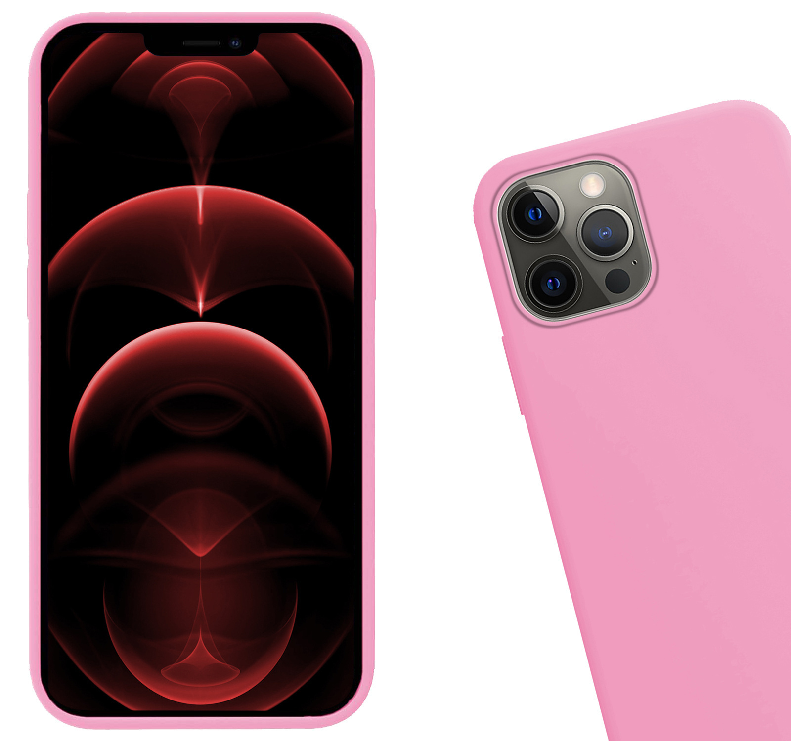 Nomfy Hoesje Geschikt voor iPhone 14 Pro Max Hoesje Siliconen Cover Case Met Screenprotector - Hoes Geschikt voor iPhone 14 Pro Max Hoes Back Case - Lichtroze
