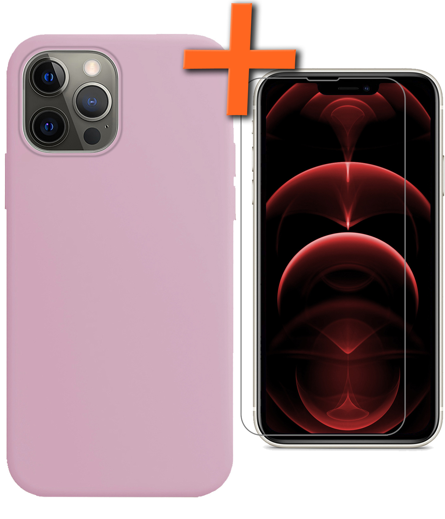 Nomfy Hoesje Geschikt voor iPhone 14 Pro Max Hoesje Siliconen Cover Case Met Screenprotector - Hoes Geschikt voor iPhone 14 Pro Max Hoes Back Case - Lila