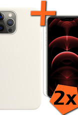 Nomfy Hoesje Geschikt voor iPhone 14 Pro Max Hoesje Siliconen Cover Case Met Screenprotector - Hoes Geschikt voor iPhone 14 Pro Max Hoes Back Case - Wit
