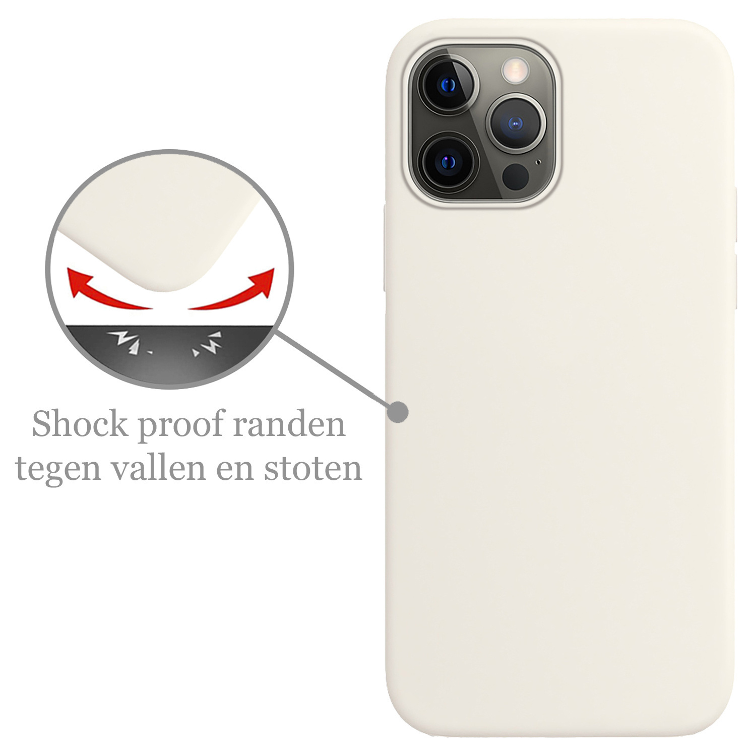 Nomfy Hoesje Geschikt voor iPhone 14 Pro Max Hoesje Siliconen Cover Case Met Screenprotector - Hoes Geschikt voor iPhone 14 Pro Max Hoes Back Case - Wit