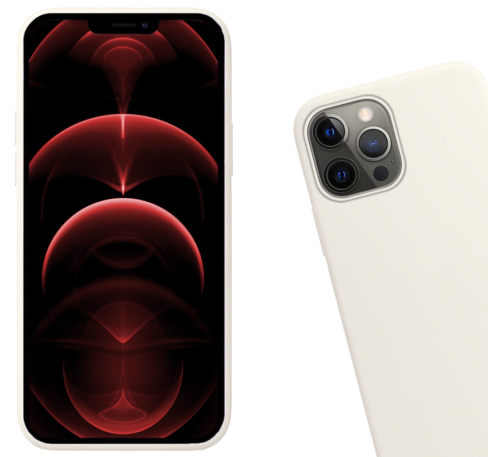 Nomfy Hoesje Geschikt voor iPhone 14 Pro Max Hoesje Siliconen Cover Case Met Screenprotector - Hoes Geschikt voor iPhone 14 Pro Max Hoes Back Case - Wit