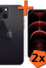 Nomfy Hoesje Geschikt voor iPhone 14 Hoesje Siliconen Cover Case Met 2x Screenprotector - Hoes Geschikt voor iPhone 14 Hoes Back Case - Transparant
