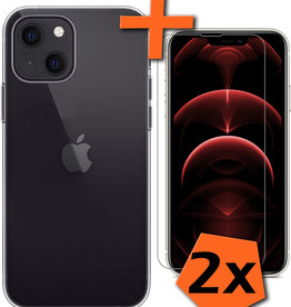 Nomfy Nomfy iPhone 14 Hoesje Siliconen Met 2x Screenprotector Met Dichte Notch - Transparant