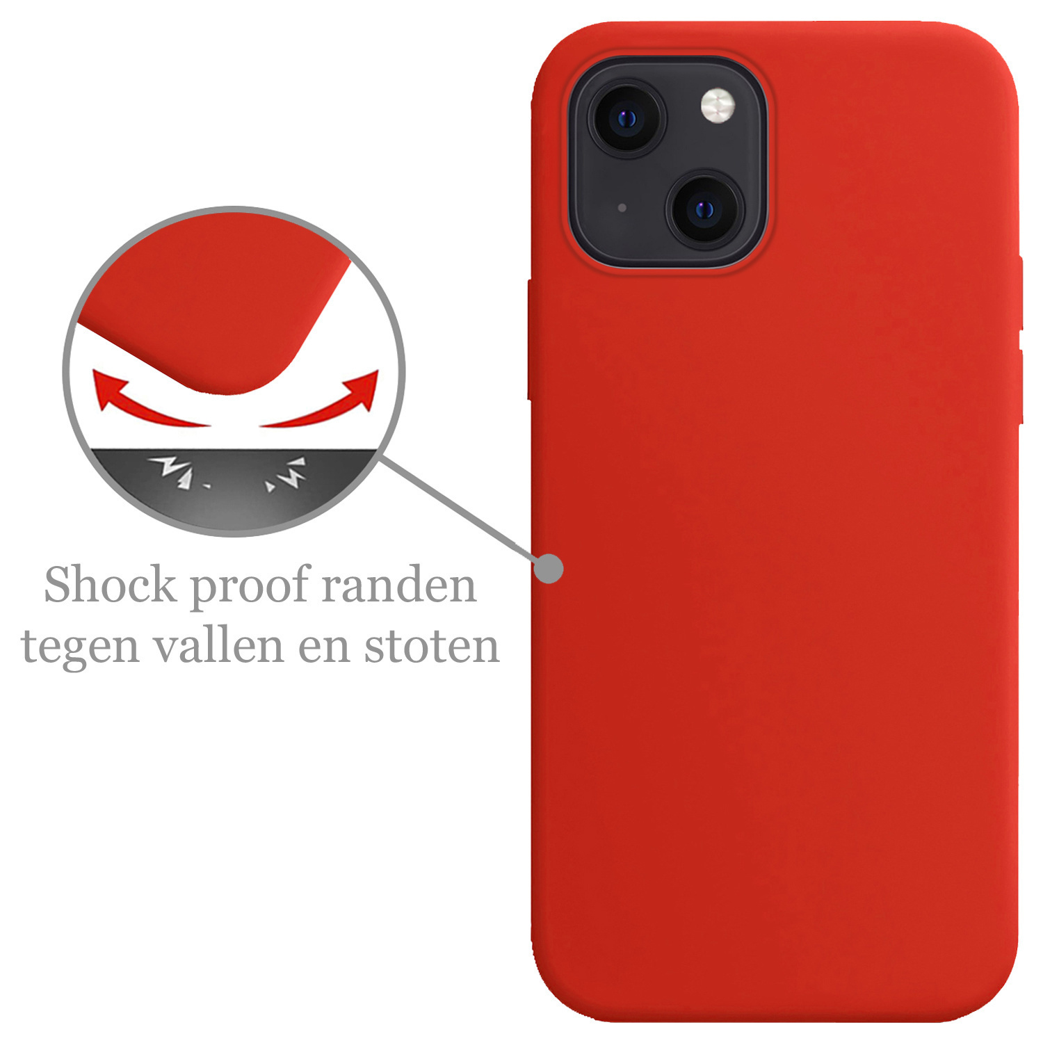 Nomfy Hoesje Geschikt voor iPhone 14 Plus Hoesje Siliconen Cover Case Met 2x Screenprotector - Hoes Geschikt voor iPhone 14 Plus Hoes Back Case - Rood
