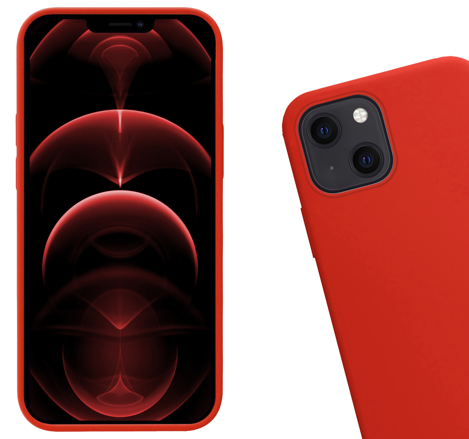 Nomfy Hoesje Geschikt voor iPhone 14 Plus Hoesje Siliconen Cover Case Met 2x Screenprotector - Hoes Geschikt voor iPhone 14 Plus Hoes Back Case - Rood