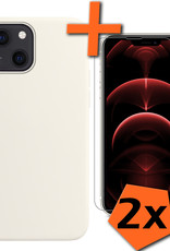 Nomfy Hoesje Geschikt voor iPhone 14 Plus Hoesje Siliconen Cover Case Met 2x Screenprotector - Hoes Geschikt voor iPhone 14 Plus Hoes Back Case - Wit