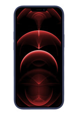 Hoes voor iPhone 14 Pro Hoesje Siliconen Case En 2x Screenprotector Glas Met Dichte Notch - Hoes voor iPhone 14 Pro Hoes Siliconen Cover Met Met 2x Beschermglas - Donkerblauw