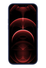 Nomfy Hoesje Geschikt voor iPhone 14 Pro Hoesje Siliconen Cover Case Met 2x Screenprotector - Hoes Geschikt voor iPhone 14 Pro Hoes Back Case - Donkerblauw