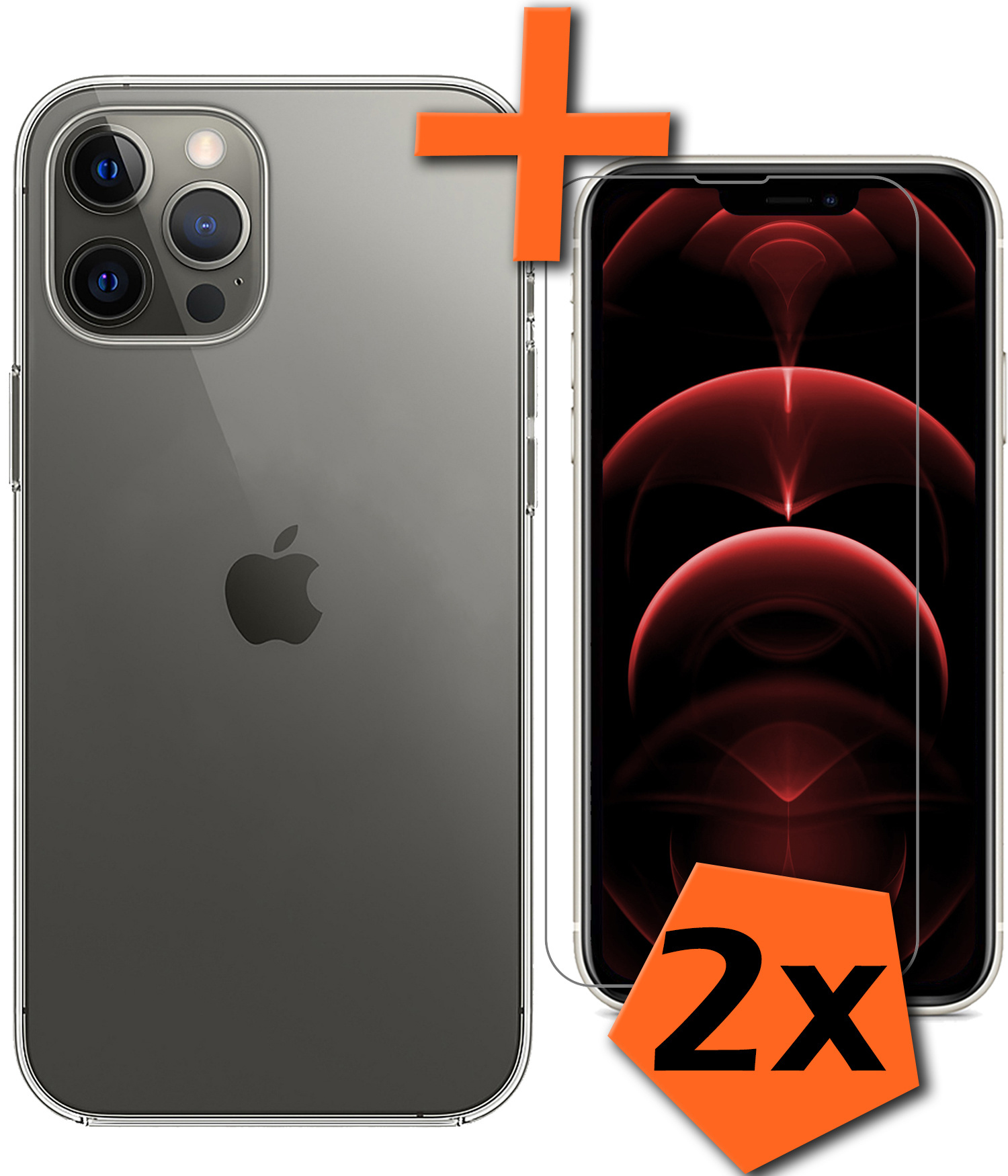 Nomfy Hoesje Geschikt voor iPhone 14 Pro Hoesje Siliconen Cover Case Met 2x Screenprotector - Hoes Geschikt voor iPhone 14 Pro Hoes Back Case - Transparant
