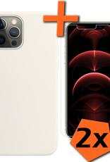 Nomfy Hoesje Geschikt voor iPhone 14 Pro Hoesje Siliconen Cover Case Met 2x Screenprotector - Hoes Geschikt voor iPhone 14 Pro Hoes Back Case - Wit
