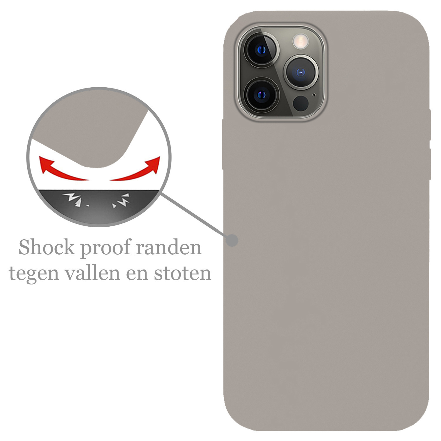 Nomfy Hoesje Geschikt voor iPhone 14 Pro Max Hoesje Siliconen Cover Case Met 2x Screenprotector - Hoes Geschikt voor iPhone 14 Pro Max Hoes Back Case - Grijs