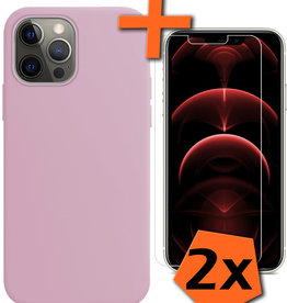 Nomfy Nomfy iPhone 14 Pro Max Hoesje Siliconen Met 2x Screenprotector Met Dichte Notch - Lila