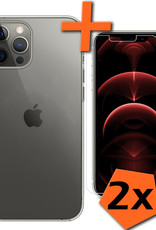 Nomfy Hoesje Geschikt voor iPhone 14 Pro Max Hoesje Siliconen Cover Case Met 2x Screenprotector - Hoes Geschikt voor iPhone 14 Pro Max Hoes Back Case - Transparant
