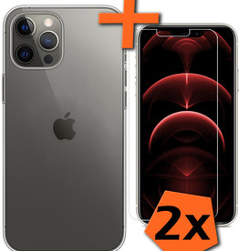 Nomfy Nomfy iPhone 14 Pro Max Hoesje Siliconen Met 2x Screenprotector Met Dichte Notch - Transparant